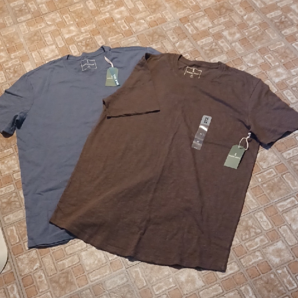 Classic Blue and Brown Men's Tees 100 Percent Cotton Xlong Tall